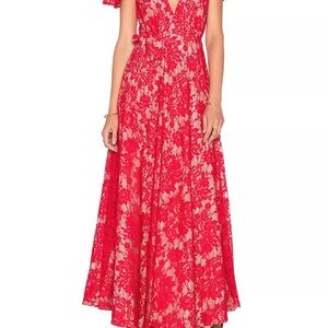 Formal Red Lace Evening Dress